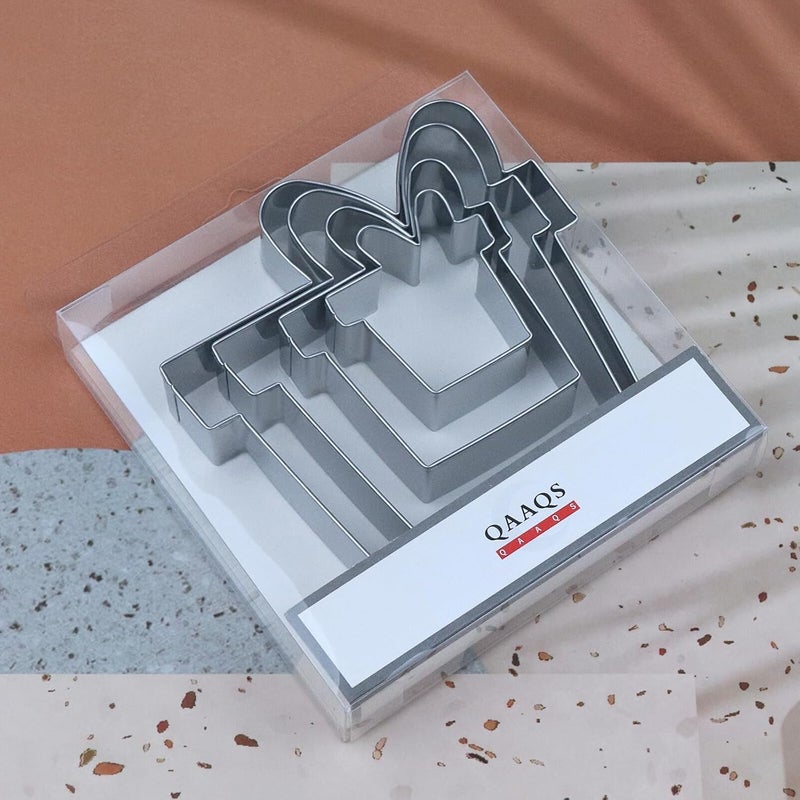 QAAQS Gift Present Box Cookie Cutter Set Large - 5", 4", 3", 2" - 4 Piece - Stainless Steel - Image 5